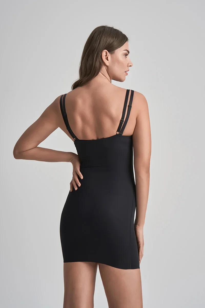 ByeBra – Formgebende Unterwäsche (Starker Halt) Formgebendes Kleid mit offenem Dekolleté, Schwarz