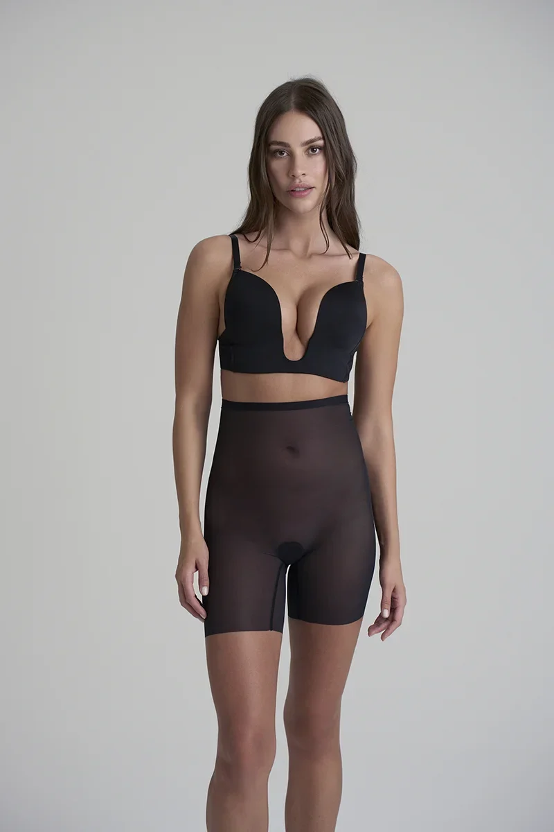 ByeBra – Formgebende Tüll-Shapewear mit mittlerem Halt, hochtaillierte Shorts aus formendem Tüll, schwarz