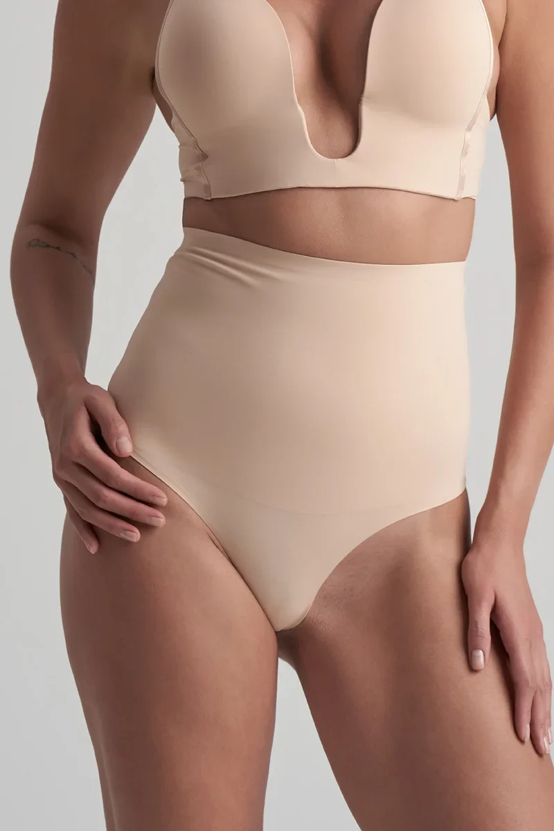 ByeBra – Taillenformende Shapewear (Extra starker Halt) Taillenformender High-Waist-Tanga Beige