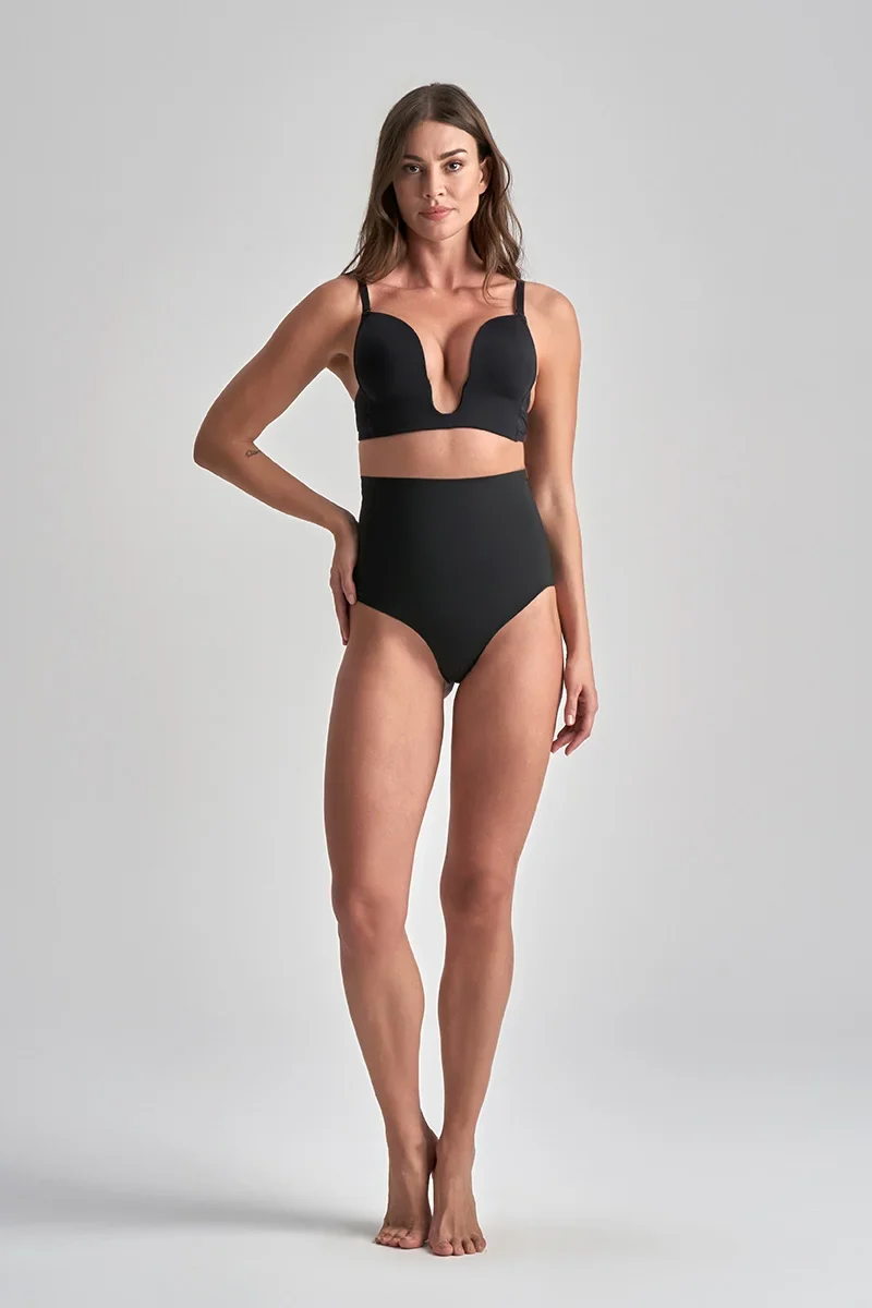 ByeBra – Taillenformende Shapewear (Extra starker Halt) Taillenformender High-Waist-Tanga Schwarz