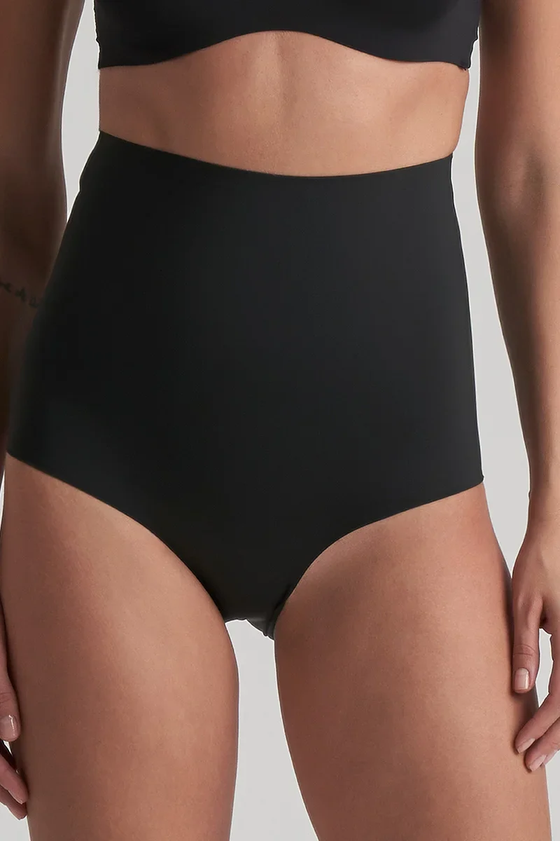 ByeBra – Taillenformende Unterwäsche (Extra starker Halt) Taillenformender High-Waist-Slip Schwarz