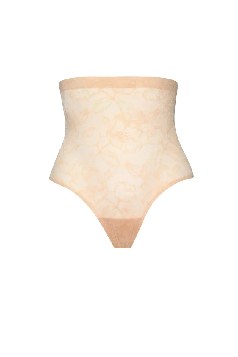 ByeBra – Spitzen-Shapewear, Spitzen-Shapestring mit hohem Bund, Beige