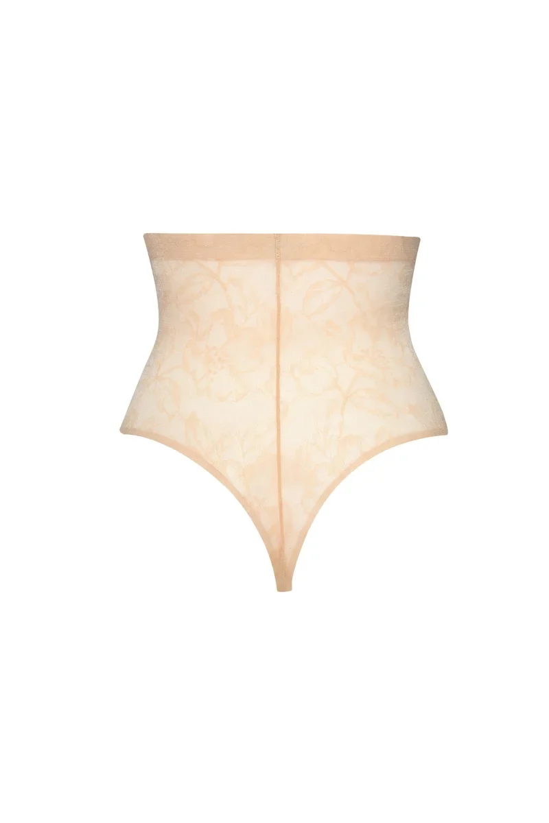 ByeBra – Spitzen-Shapewear, Spitzen-Shapestring mit hohem Bund, Beige