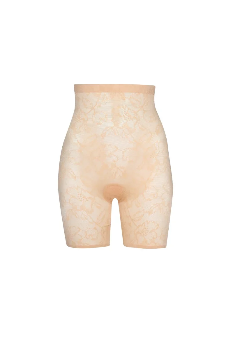 ByeBra – Shapewear aus Spitze, hochtaillierte, formende Shorts aus Spitze, Beige