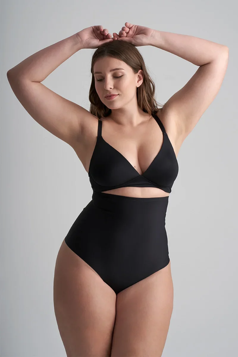 ByeBra – Formgebende Unterwäsche (Starker Halt) Formgebender High-Waist-Tanga Schwarz