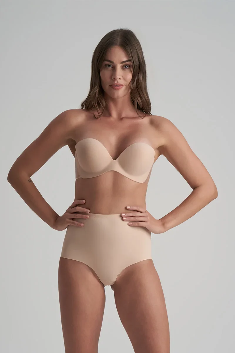 ByeBra – Formgebende Unterwäsche (Starker Halt) Formgebender Slip mit mittelhohem Bund, Beige