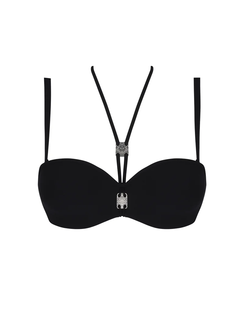 Lise Charmel Swimwear - Eclat D'argent Cropped Bustier Bikini Schwarz Silber