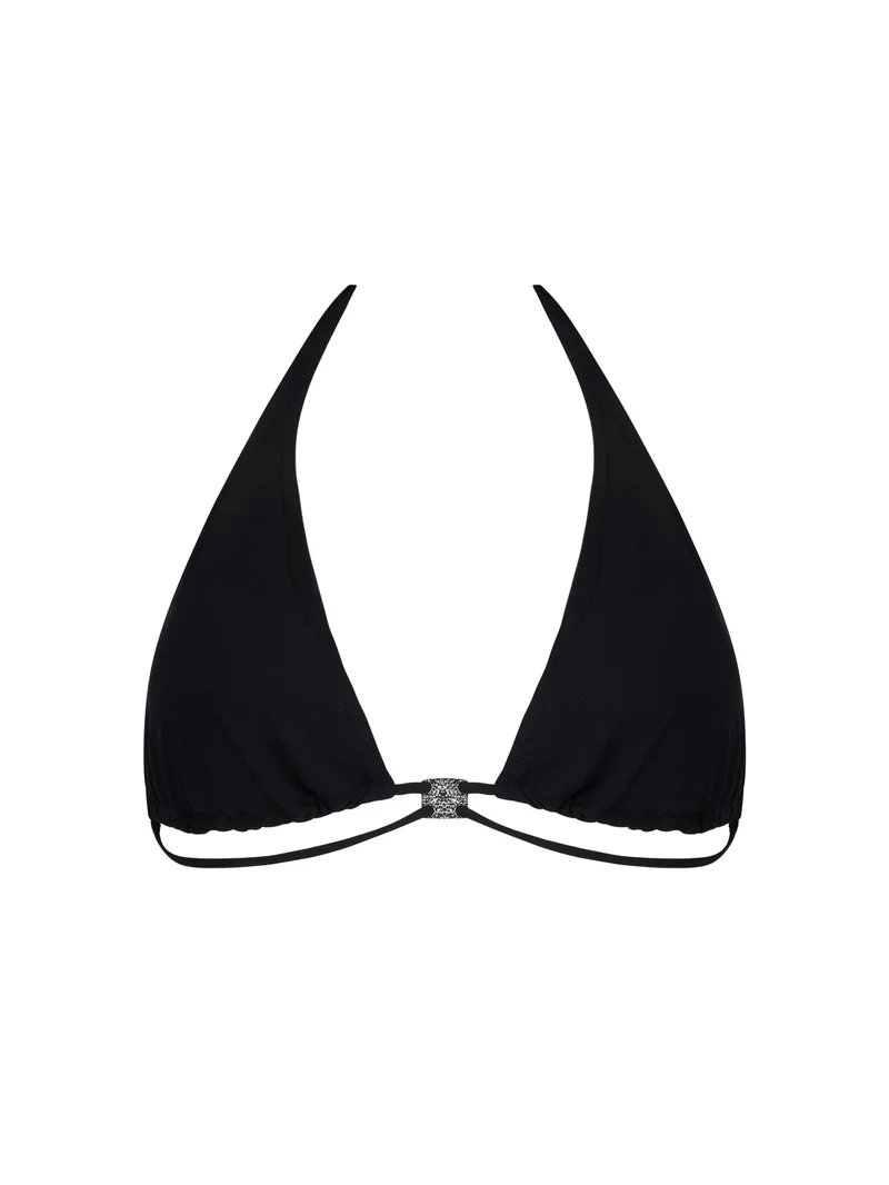 Lise Charmel Bademode - Eclat D'argent Weich gepolsterter Triangel-Bikini mit Bindebändern Schwarz Silber