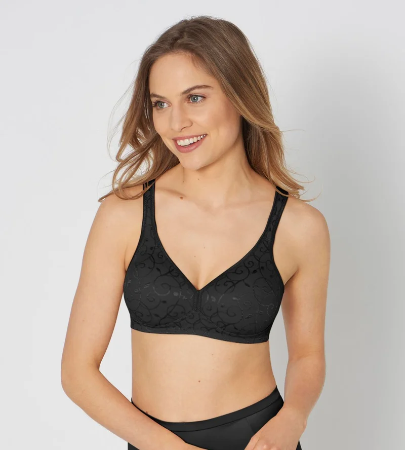 Triumph – Eleganter, bügelloser, ungepolsterter Baumwoll-BH, Schwarz