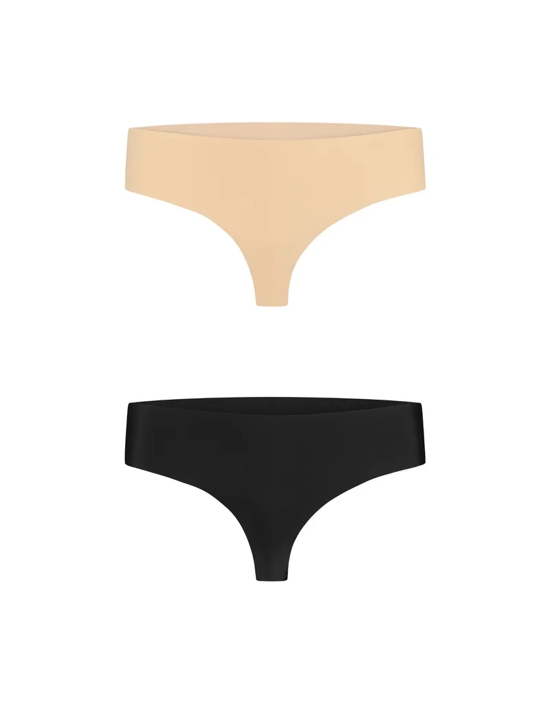 ByeBra – Po-Lifting-BH & Unterwäsche, 2er-Pack, unsichtbarer String, Beige & Schwarz
