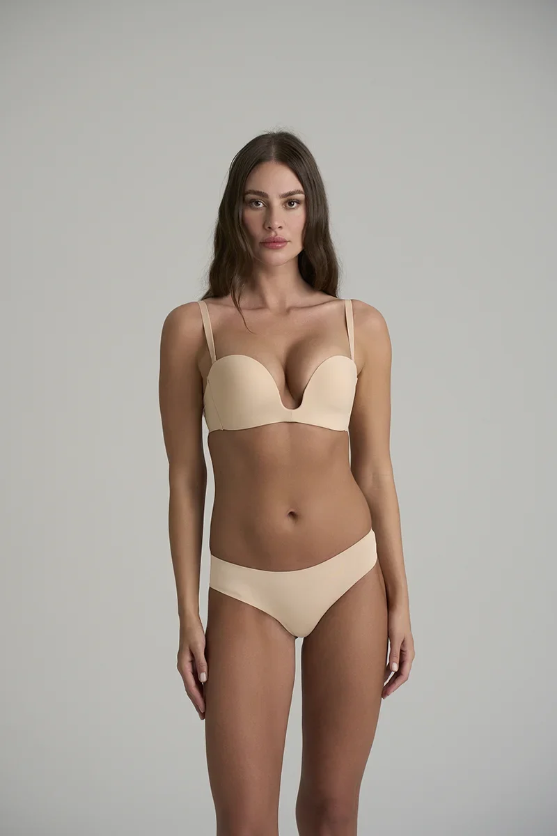 ByeBra – Po-Lifting-Formwäsche & Unterwäsche, 2er-Pack Baumwoll-Tanga, Beige & Schwarz