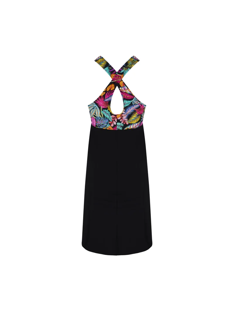 Antigel Swimwear von Lise Charmel - La Foret Magic Kleid mit gekreuzter Vorderseite, Noir Enchante