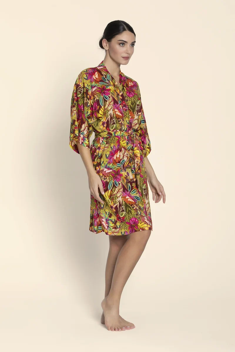 Lise Charmel – Danse Des Fleurs Mittellanges Negligé-Kleid Fushia Vert