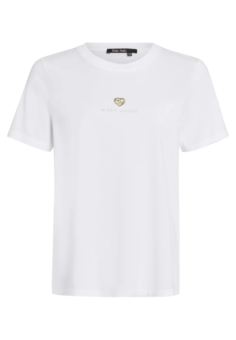 T-Shirt mit Stickerei und Strass-Logo