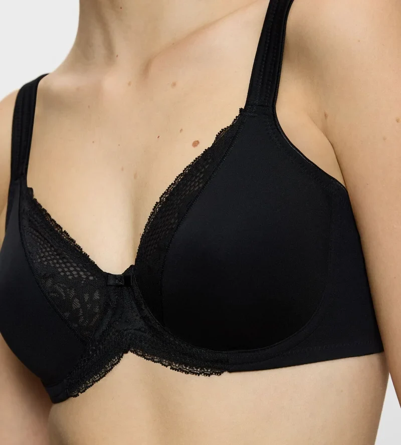 Triumph – Moderner BH aus Spitze und Baumwolle, Vollschalen, Schwarz