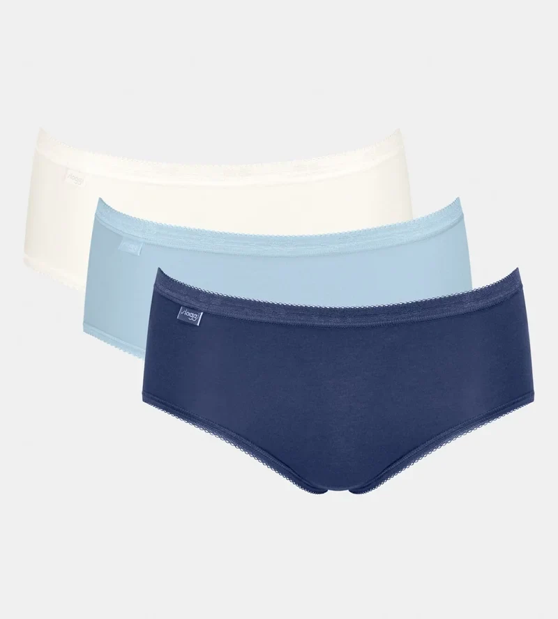 Sloggi – Basic Plus Slip 3er-Pack Blau & Weiß