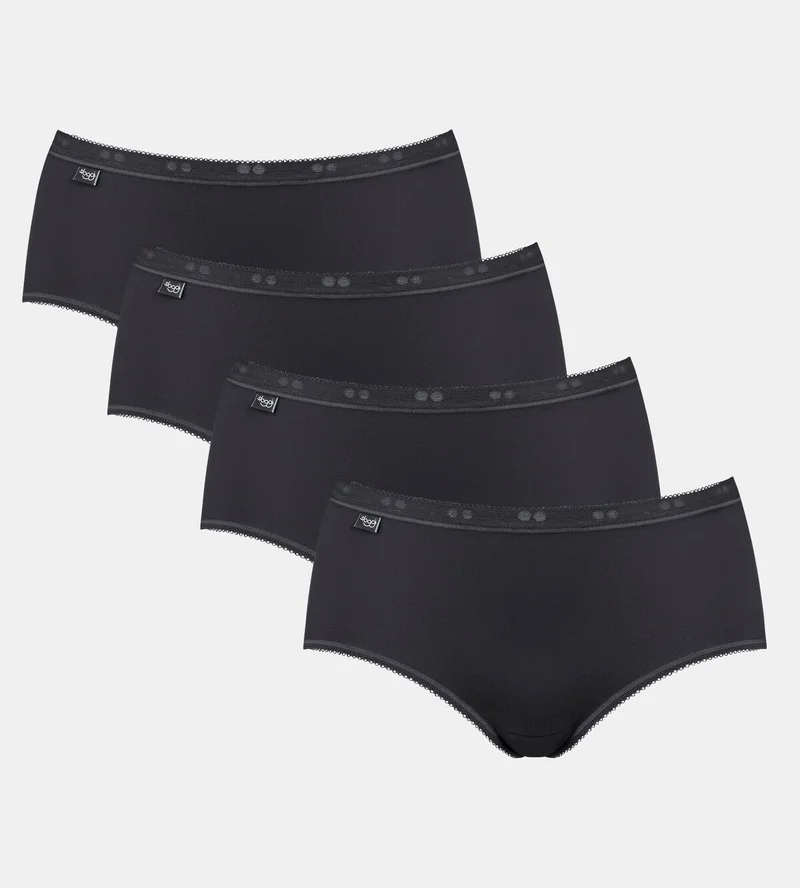 Sloggi – Basic Plus Midi-Slip, 4er-Pack, Schwarz