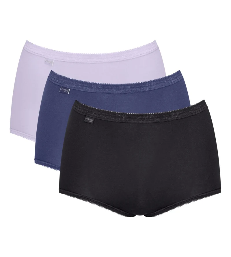 Sloggi - Basic Plus High Waist Brief 3er-Pack Schwarz & Blau