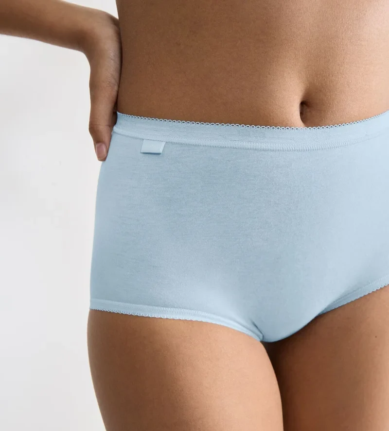 Sloggi – Basic Plus High Waist Slip, 3er-Pack, Blau & Weiß