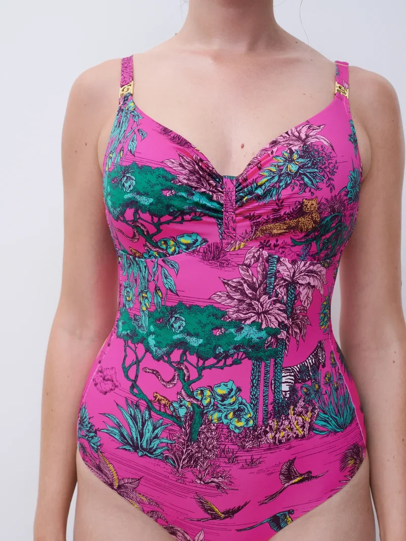 Chantelle Swimwear – Sauvage – Bedeckender Bügel-Badeanzug „Pink Jungle“