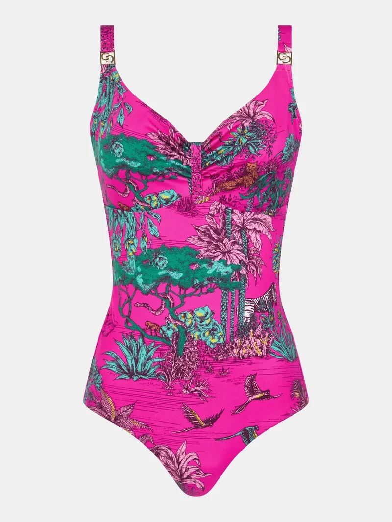 Chantelle Swimwear – Sauvage – Bedeckender Bügel-Badeanzug „Pink Jungle“