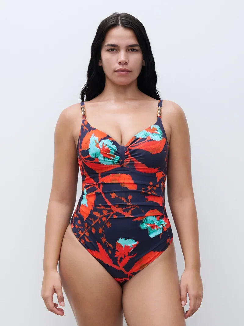 Chantelle Swimwear – Icon Covering Bügel-Badeanzug Tintenblumen