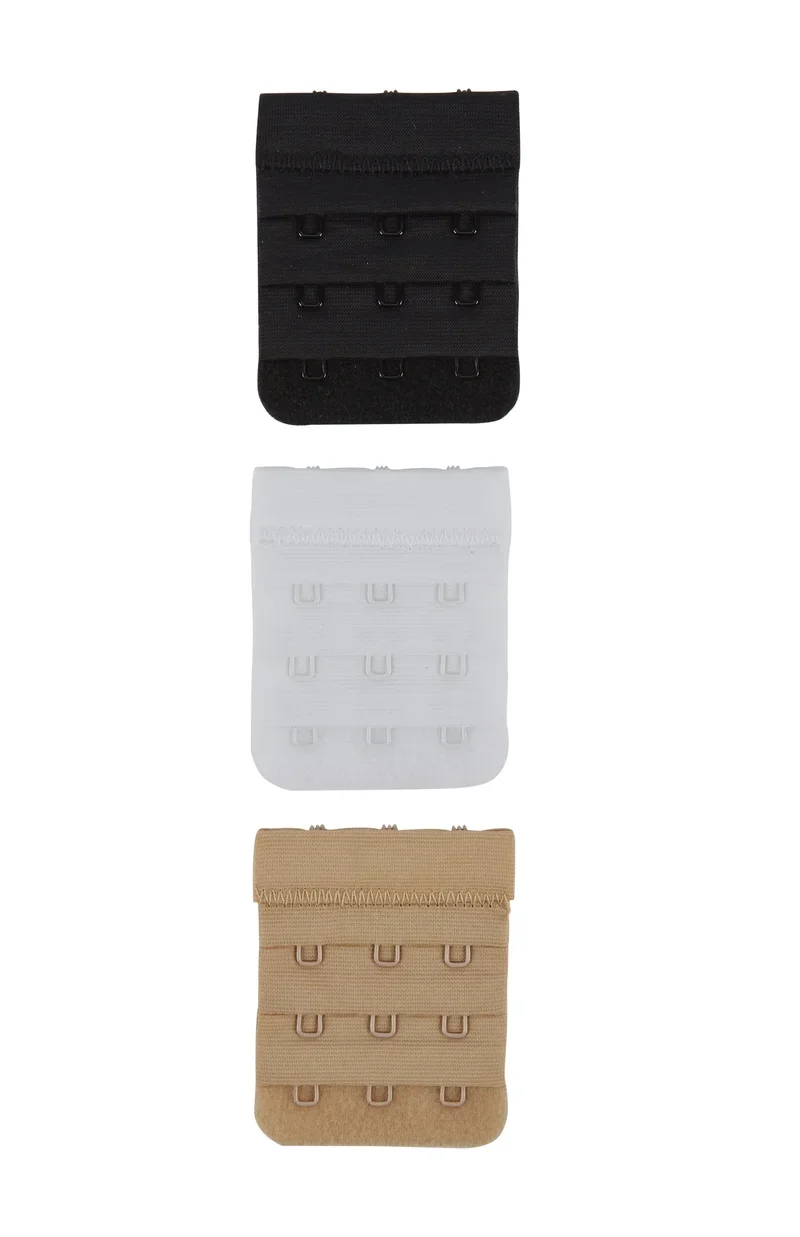 Secret Weapons - Bra Bits 3er-Pack BH-Verlängerungen 3 Haken Schwarz, Hautfarben & Weiß