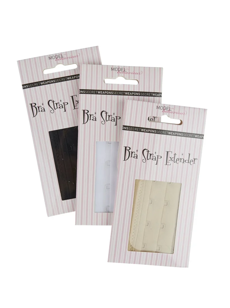 Secret Weapons - Bra Bits 3er-Pack BH-Verlängerungen 2 Haken Schwarz, Hautfarben & Weiß