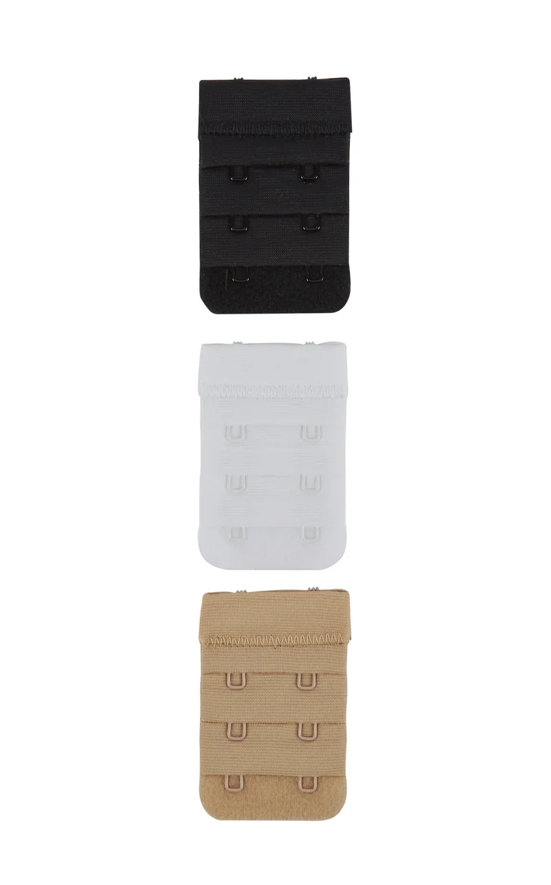 Secret Weapons - Bra Bits 3er-Pack BH-Verlängerungen 2 Haken Schwarz, Hautfarben & Weiß