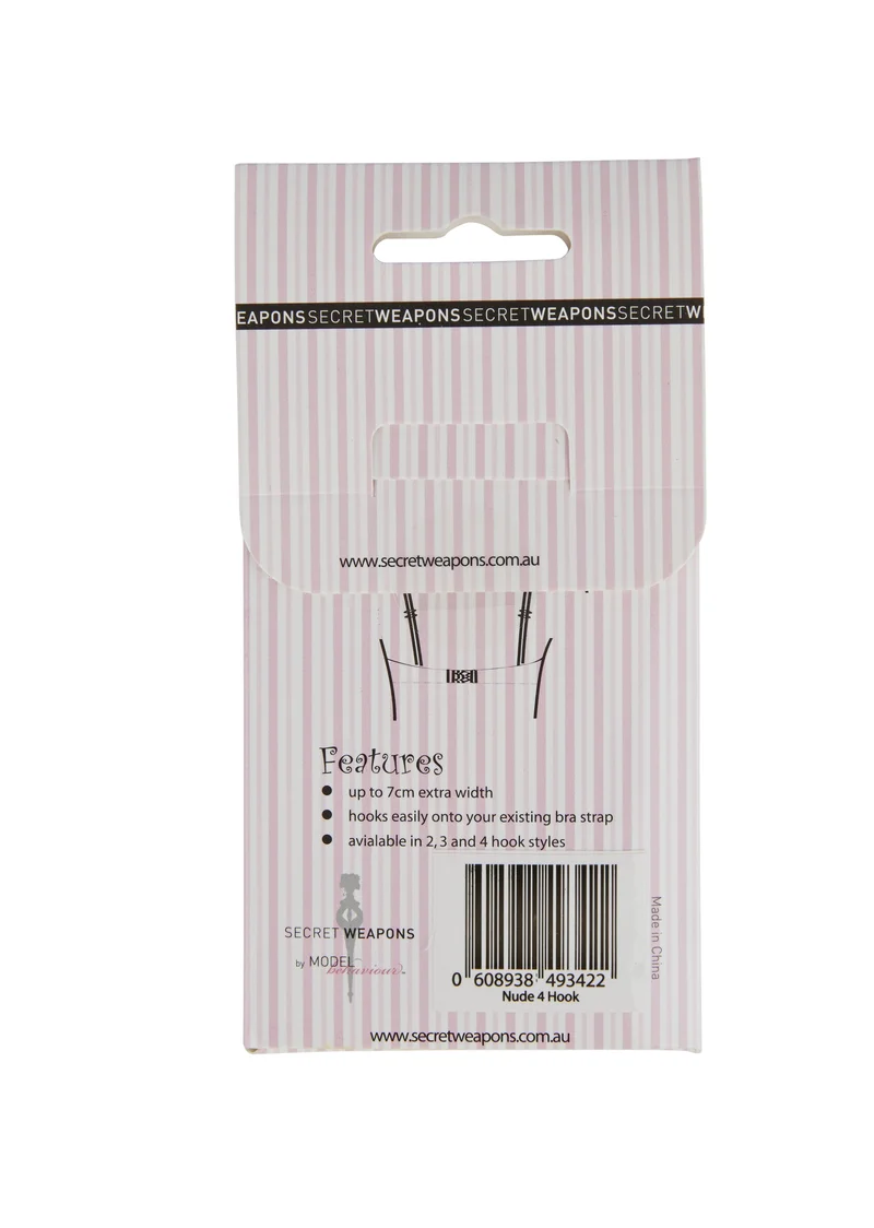 Secret Weapons - Bra Bits 3er-Pack BH-Verlängerungen 2 Haken Schwarz, Hautfarben & Weiß