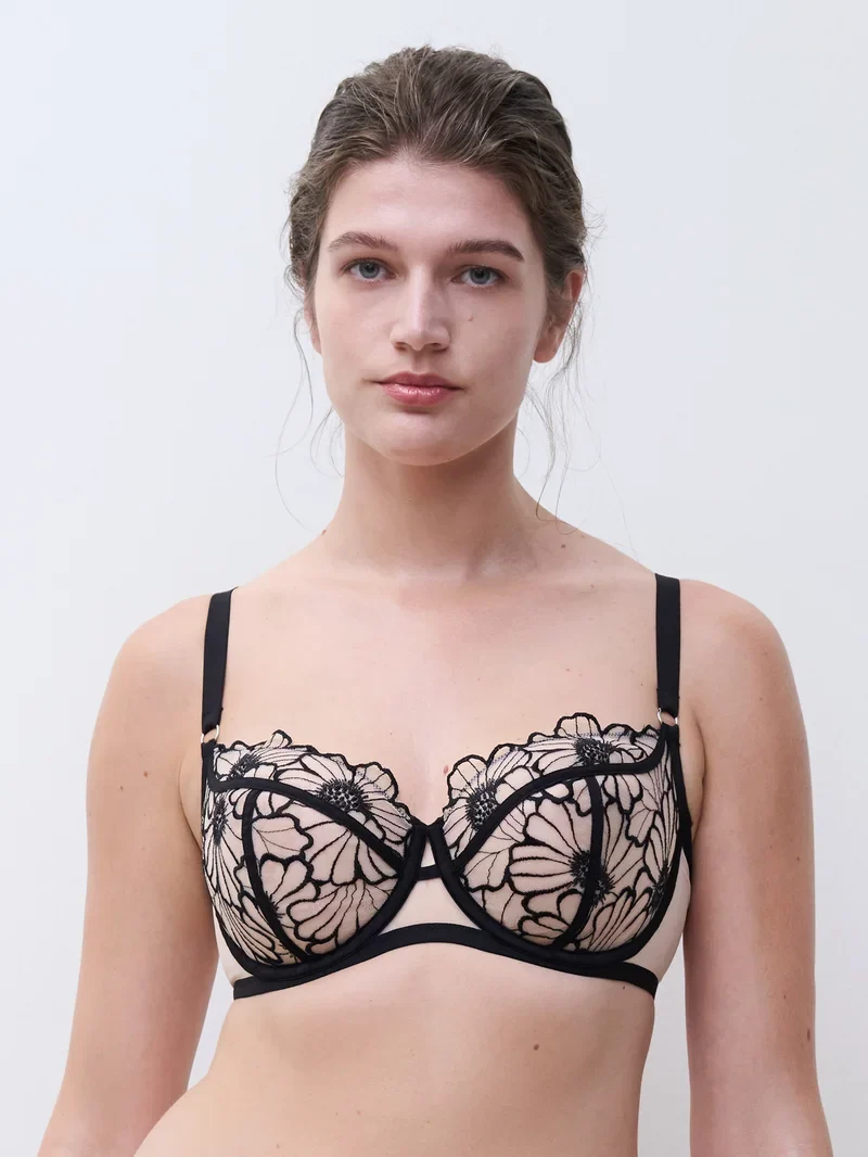 Chantelle - Lush Halbschalen-BH Schwarz / Zartrosa