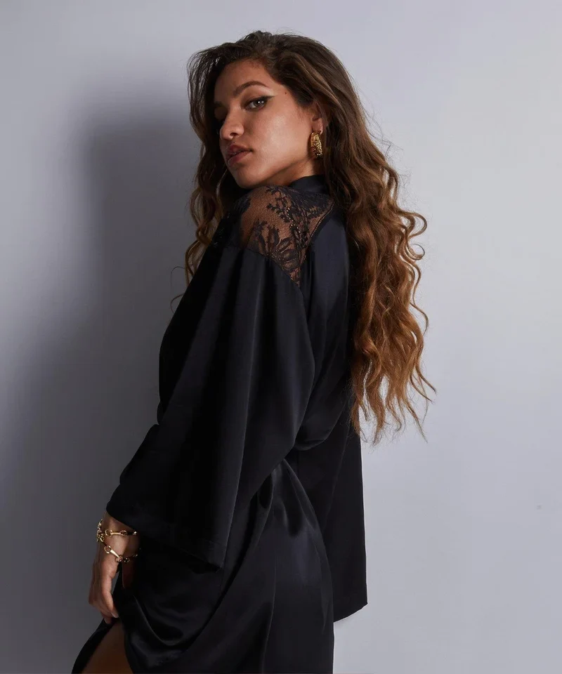 Aubade - Midnight Whisper Kimono Noir