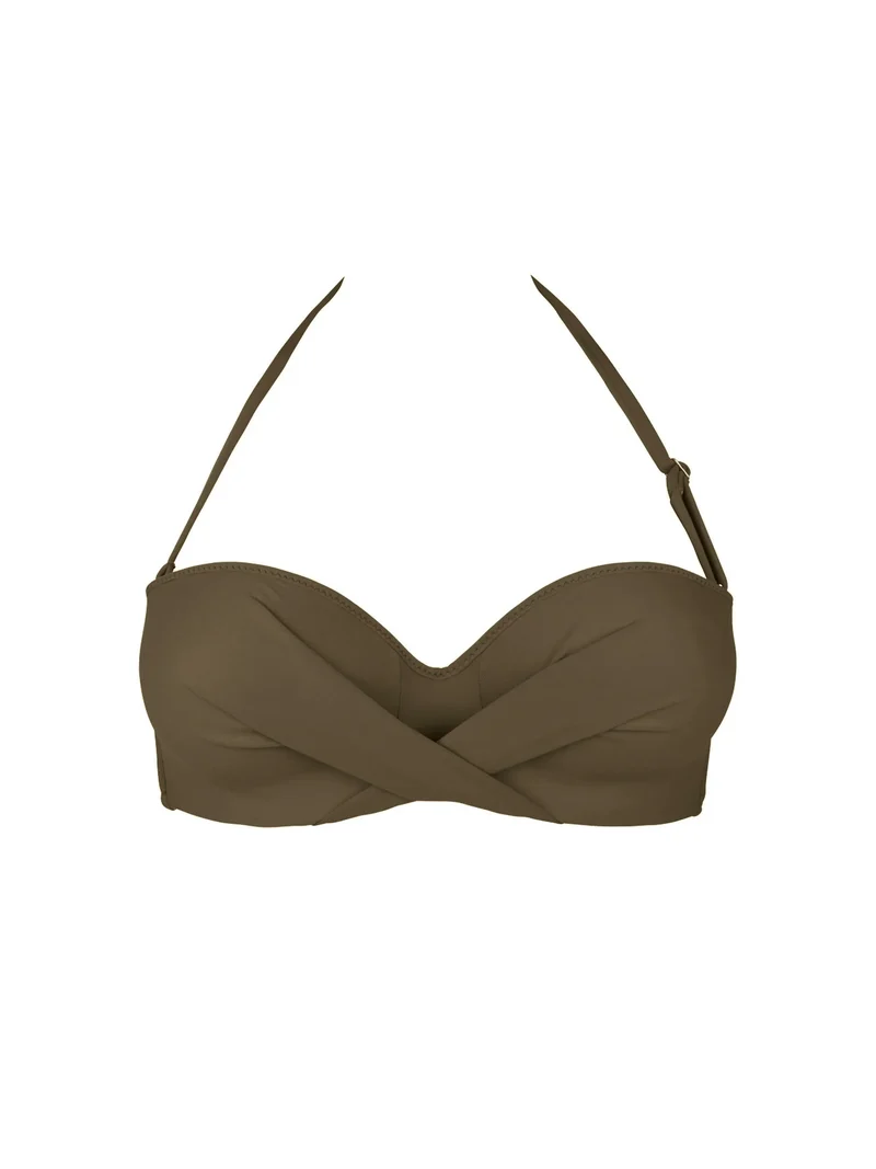 Antigel Bademode von Lise Charmel – La Chiquissima gepolsterter trägerloser Bandeau-Bikini in Kaki-Chic