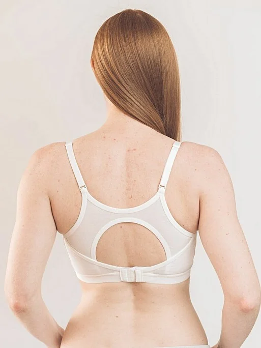 Royce – Lola ungepolstertes Crop-Top, Pfirsich/Weiß