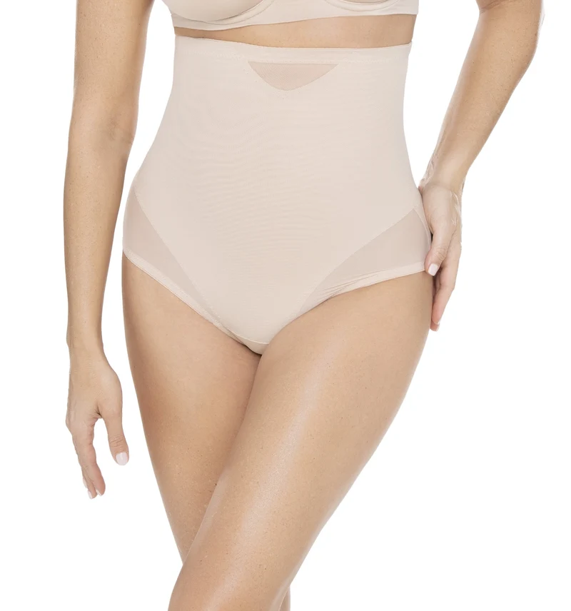 Miraclesuit Shapewear - Sexy transparenter Tanga mit hoher Taille, warmes Beige
