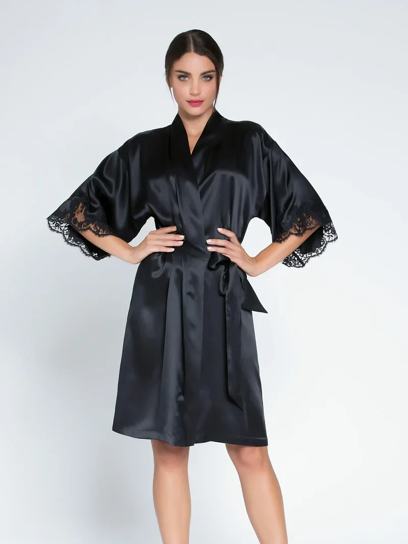 Lise Charmel – Splendeur Soie Mittellanges Negligé-Kleid Noir