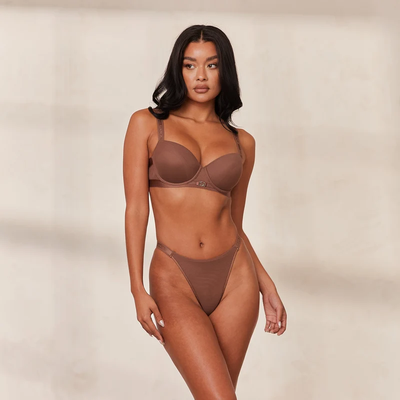 Smooth Mesh T-shirt Bra - Chestnut